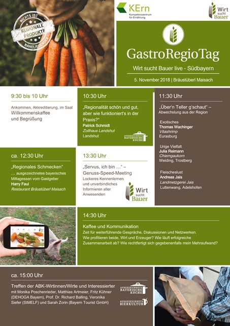 Programm des GastroRegioTags am 15. November 2018 mit 7 über den Tag verteilten Programmpunkten.